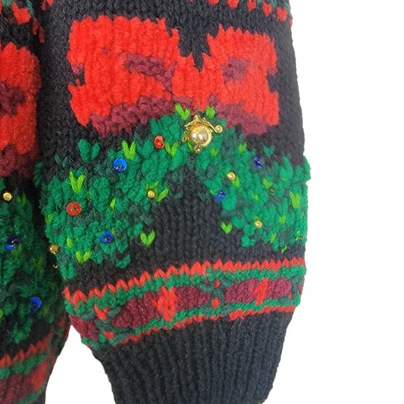 Vintage 1994 Christmas Wreath Ugly Sweater with Real Ornaments Size Medium - Picture 11 of 15